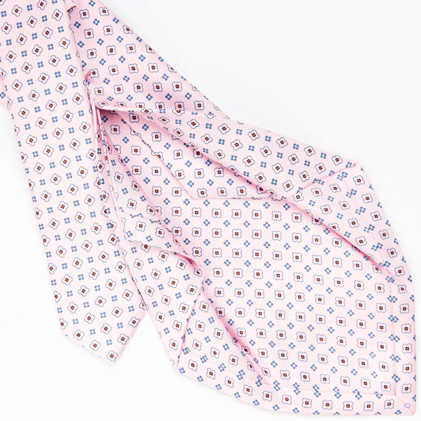 Pink 5 Fold Sartorial Silk Tie - Small Flower Pattern