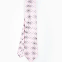 Pink 5 Fold Sartorial Silk Tie - Small Flower Pattern