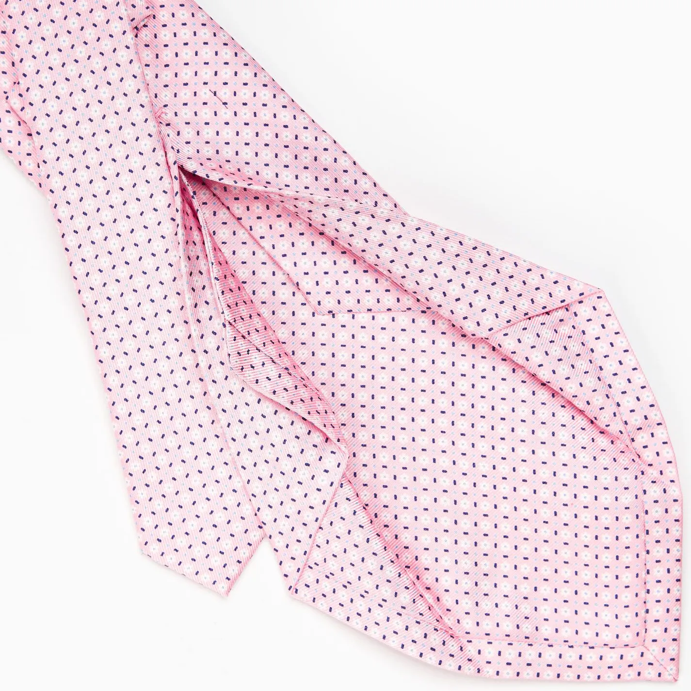Pink 5 Fold Sartorial Silk Tie - Small Flower Pattern