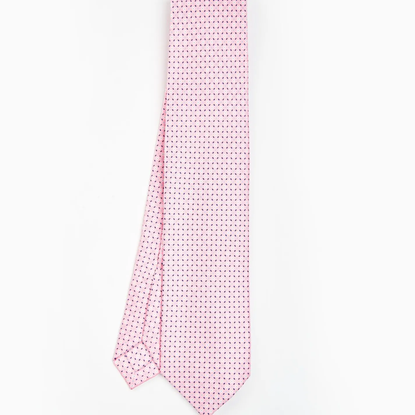 Pink 5 Fold Sartorial Silk Tie - Small Flower Pattern