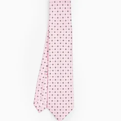 Pink 5 Fold Sartorial Silk Tie - Small Flower Pattern