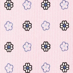 Pink 5 Fold Sartorial Silk Tie - Small Flower Pattern