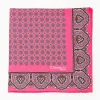 Pink Hand-Printed Silk Pocket Square Large Flower Pattern