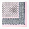 Pink Hand-Printed Silk Pocket Square Small Flower Pattern