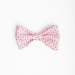 Pink Pre-Knotted Silk Bowtie - Small Geometric Pattern