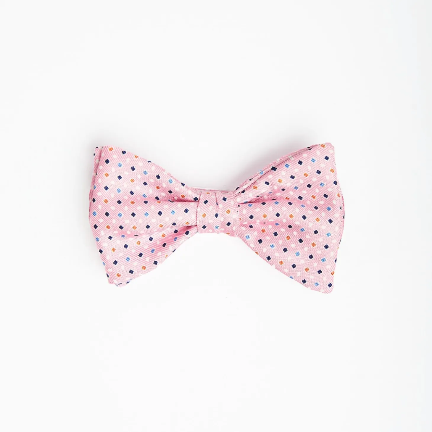 Pink Pre-Knotted Silk Bowtie - Small Geometric Pattern