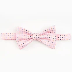 Pink Pre-Knotted Silk Bowtie - Small Geometric Pattern