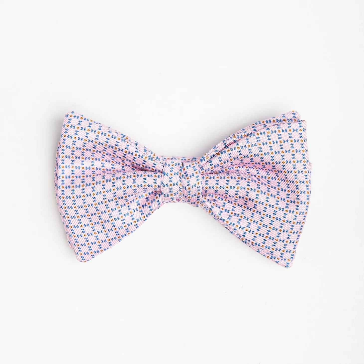 Pink Pre-Knotted Silk Bowtie - Small Geometric Pattern