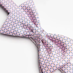 Pink Pre-Knotted Silk Bowtie - Small Geometric Pattern