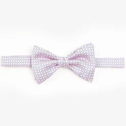 Pink Pre-Knotted Silk Bowtie - Small Geometric Pattern