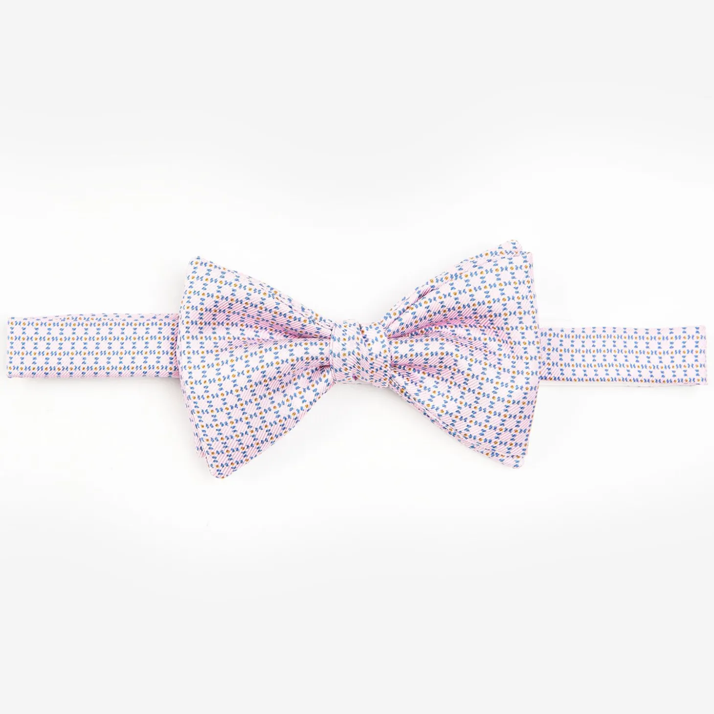 Pink Pre-Knotted Silk Bowtie - Small Geometric Pattern