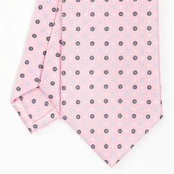 Pink Sartorial Classic Silk Tie - Small Flower Pattern