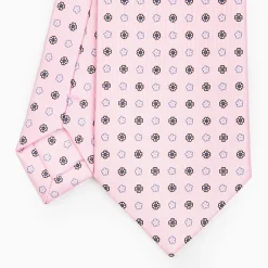Pink Sartorial Classic Silk Tie - Small Flower Pattern