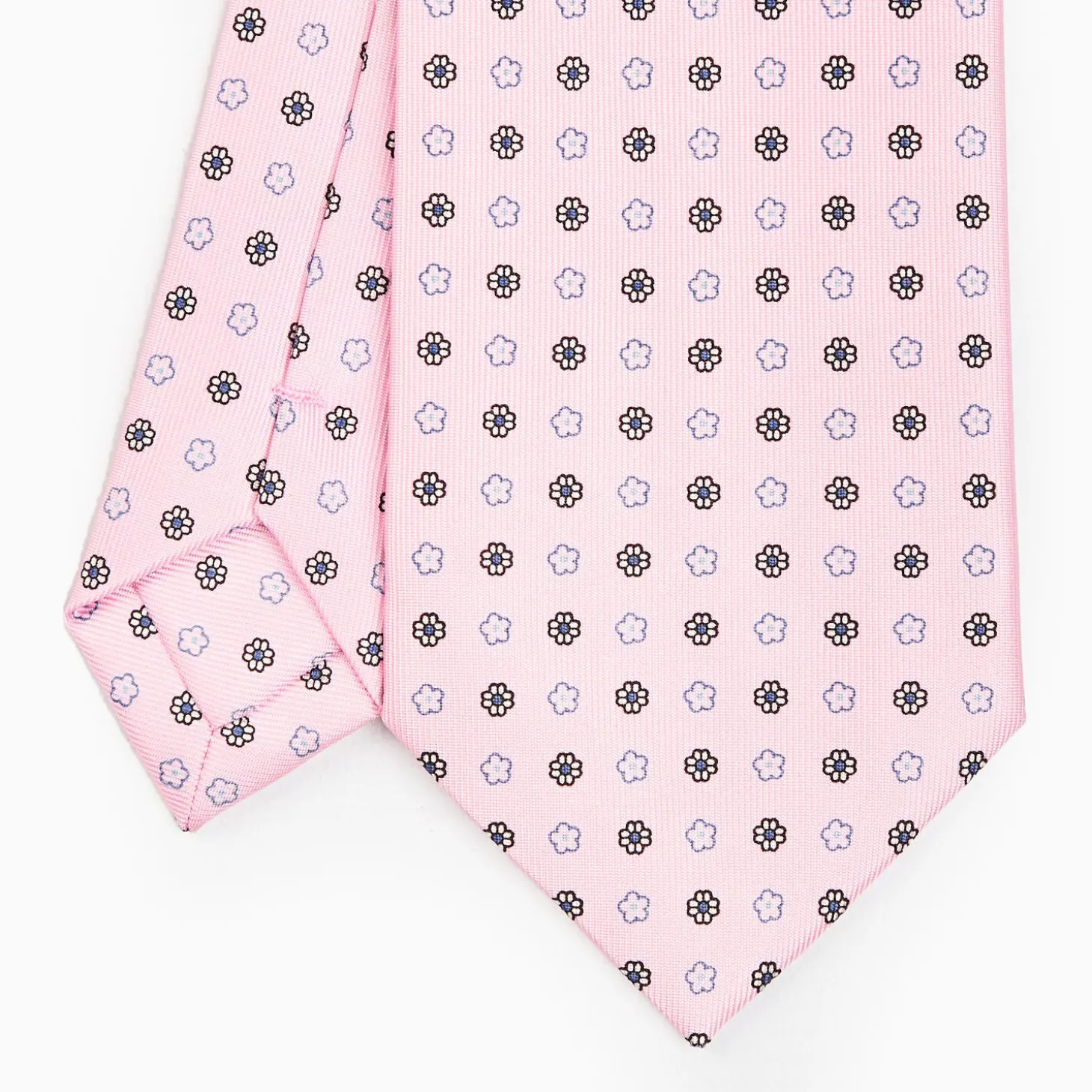Pink Sartorial Classic Silk Tie - Small Flower Pattern