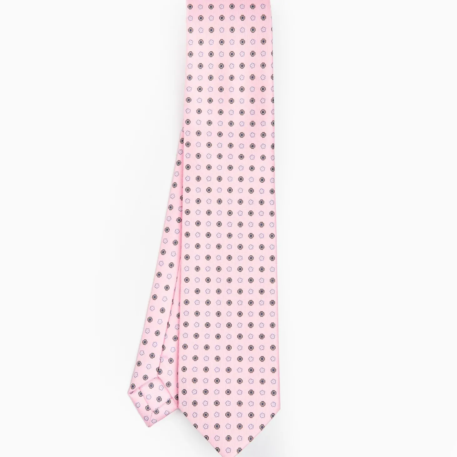 Pink Sartorial Classic Silk Tie - Small Flower Pattern