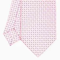 Pink Sartorial Classic Silk Tie - Small Flower Pattern
