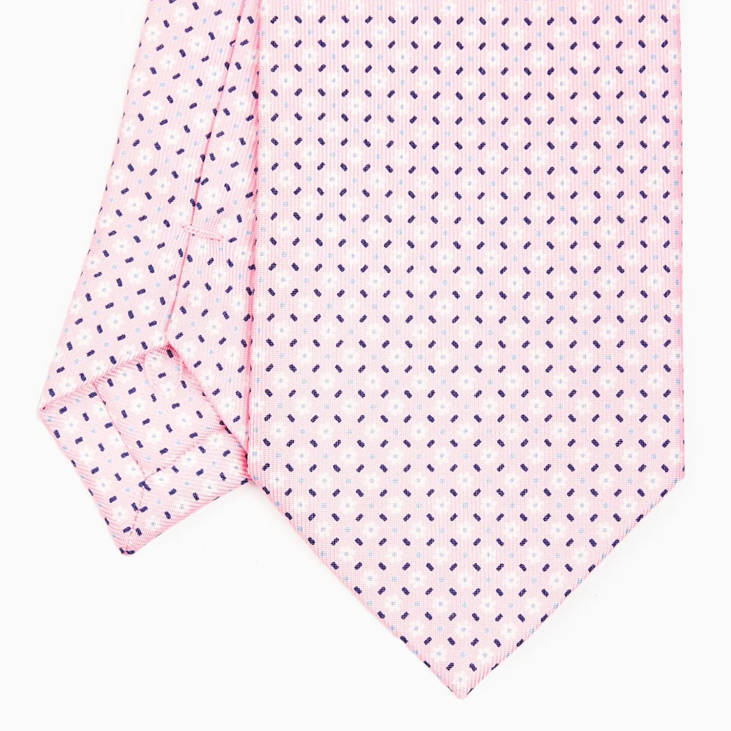 Pink Sartorial Classic Silk Tie - Small Flower Pattern