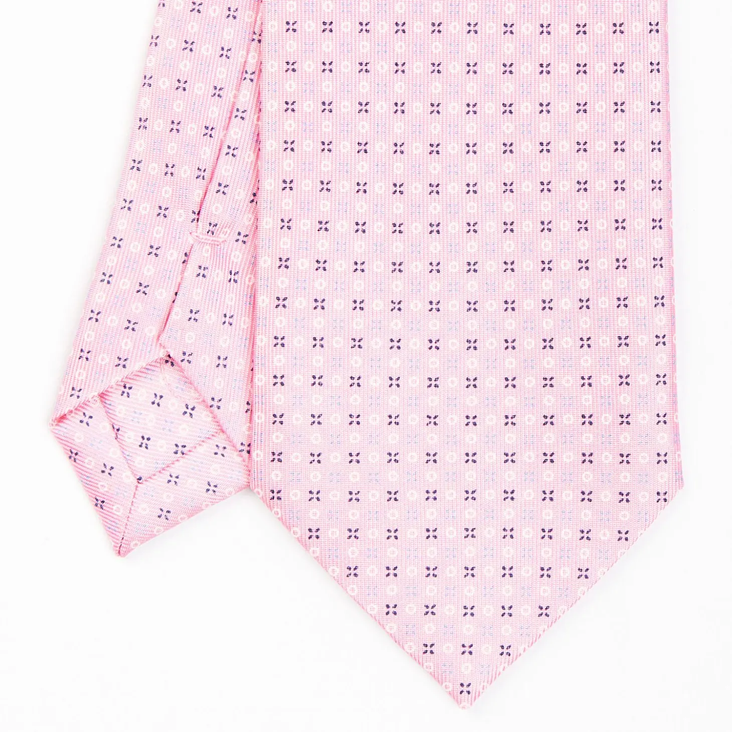Pink Sartorial Classic Silk Tie - Small Flower Pattern