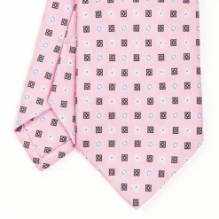 Pink Sartorial Classic Tie - Small Flower Pattern