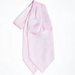Pink Silk Ascot Tie - Small Flower Designs