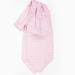 Pink Silk Ascot Tie - Small Flower Designs