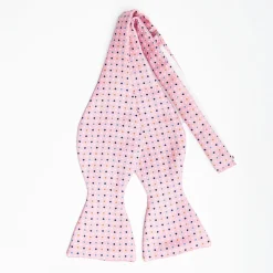 Pink Silk Bowtie To Self-Tie Small Geometric Pattern