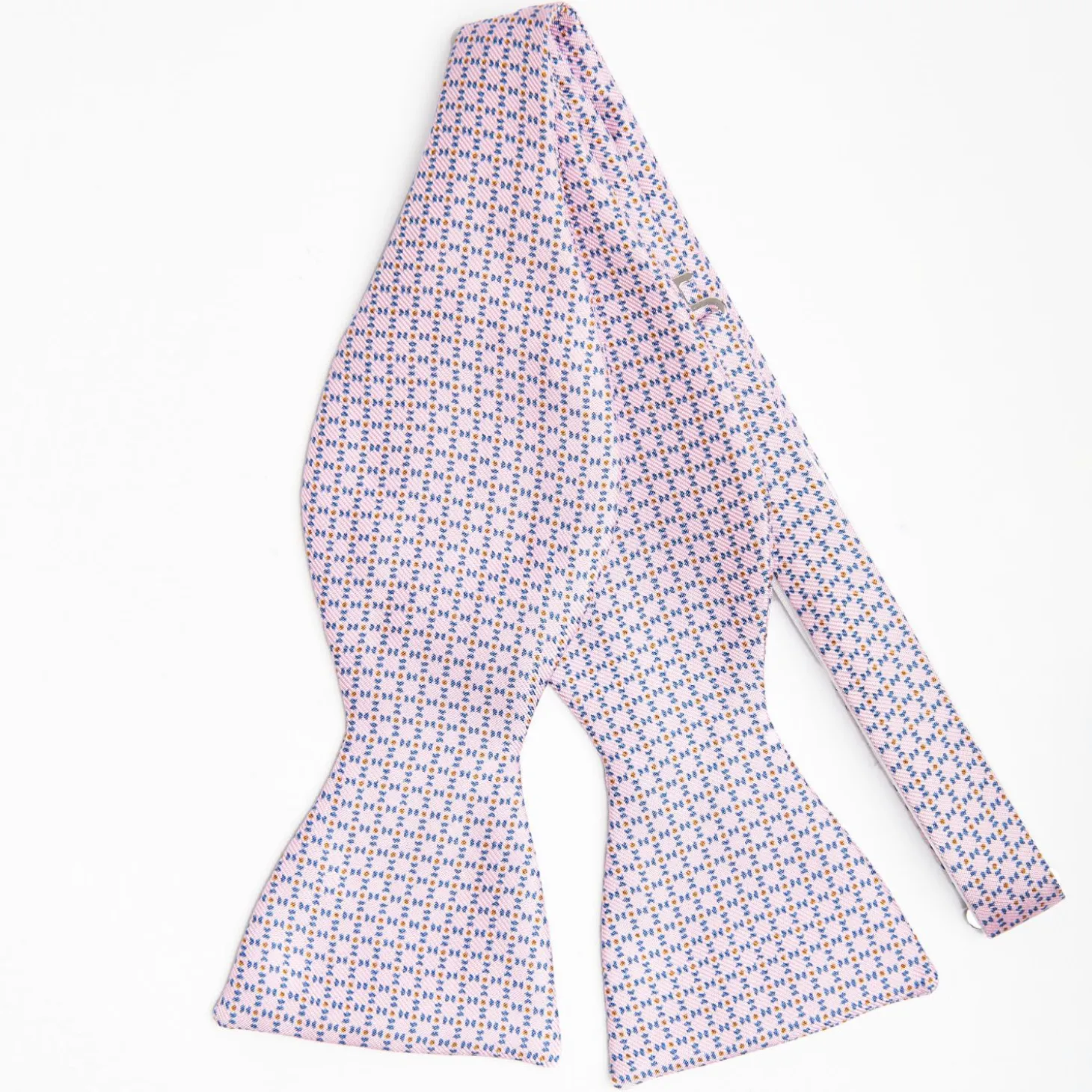 Pink Silk Bowtie To Self-Tie - Small Geometric Pattern