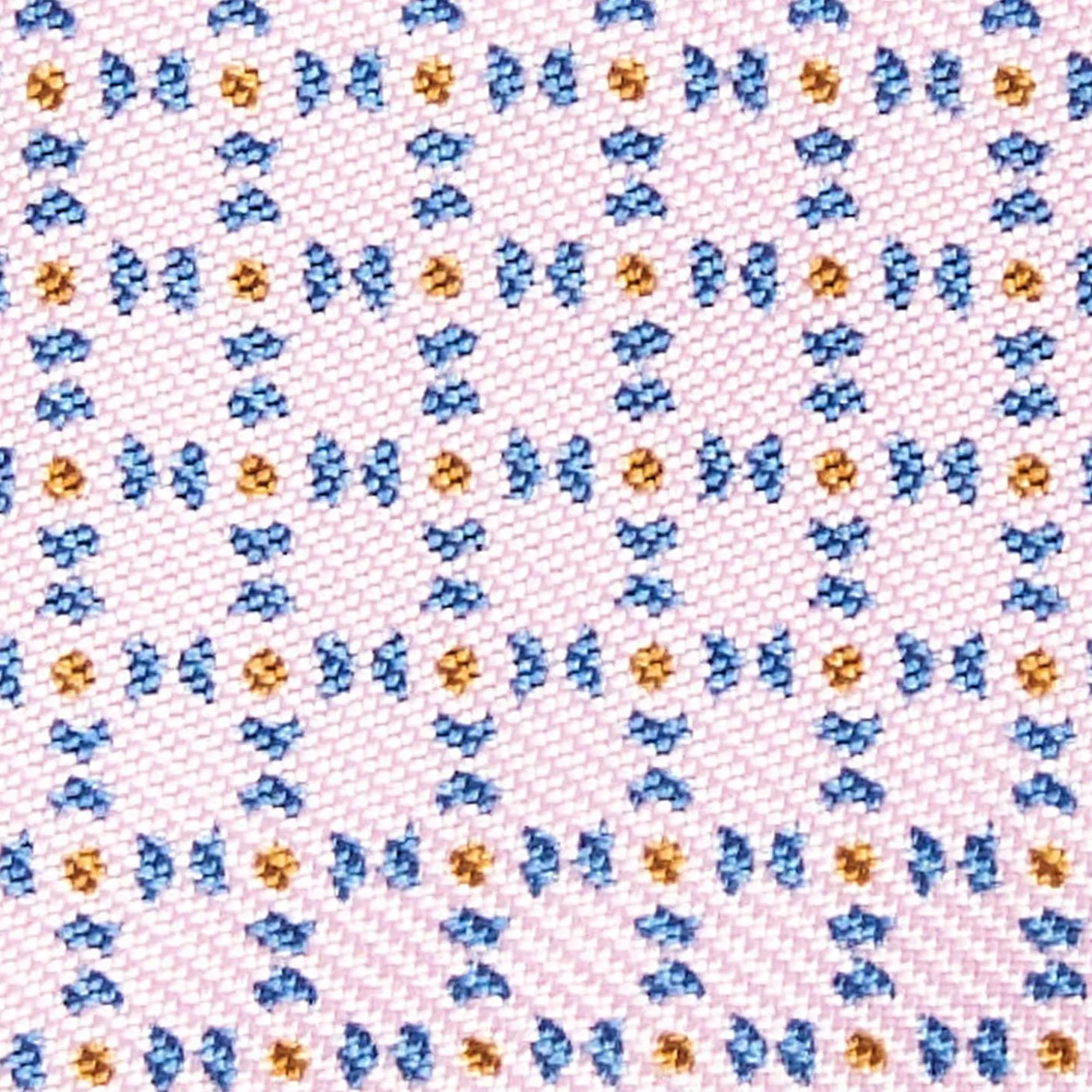 Pink Silk Bowtie To Self-Tie - Small Geometric Pattern