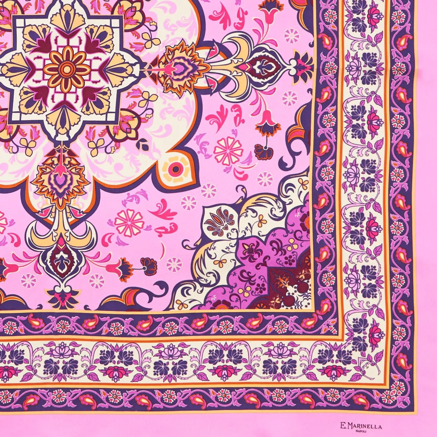 Pink Silk Scarf 90 - Mediterranean Vibes