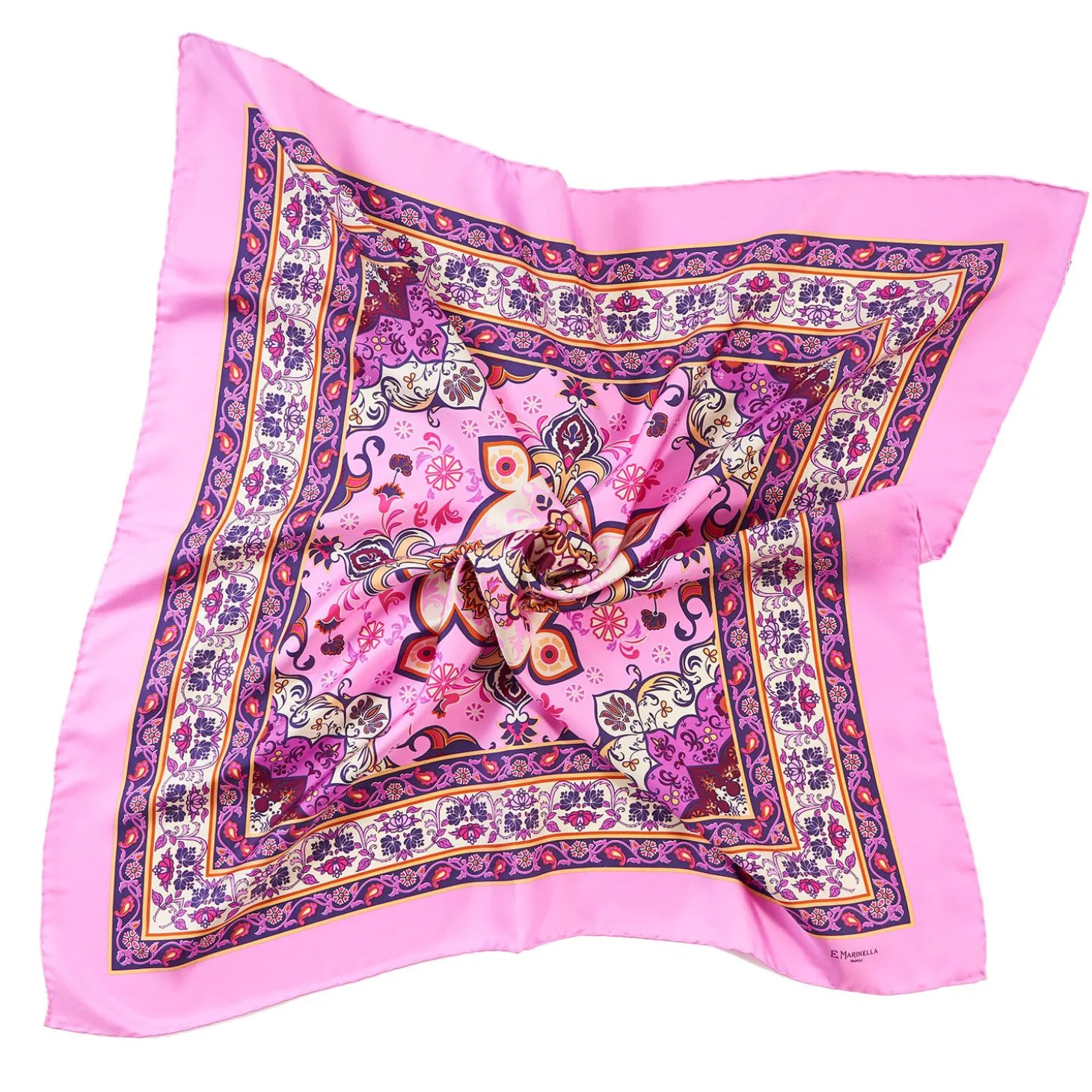 Pink Silk Scarf 90 - Mediterranean Vibes