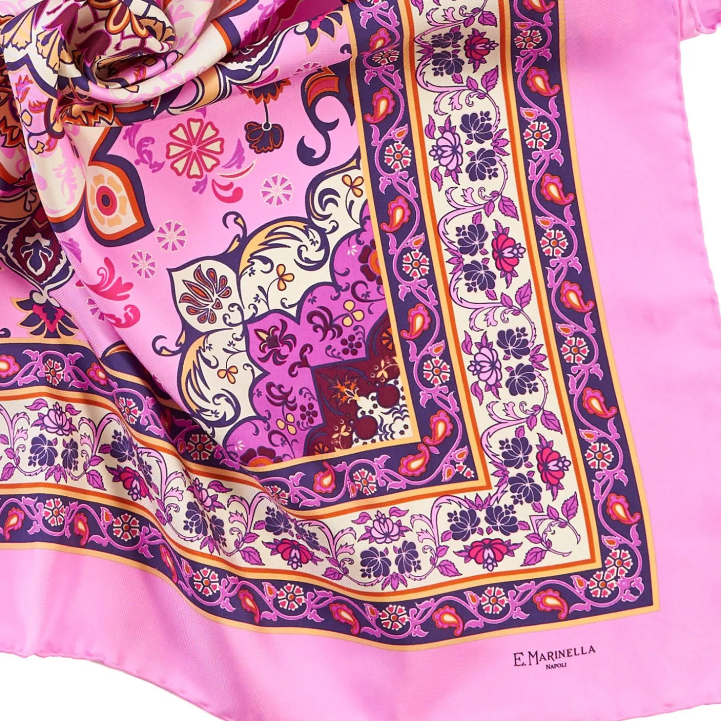 Pink Silk Scarf 90 - Mediterranean Vibes