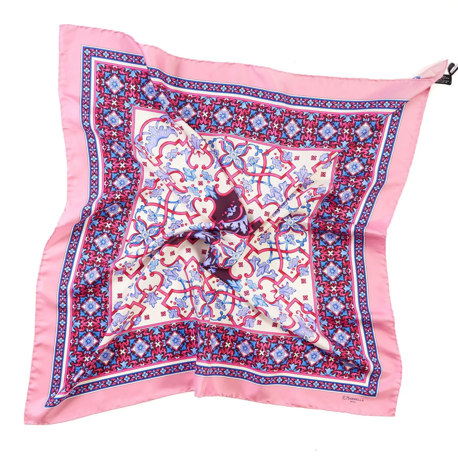 Pink Silk Scarf 90 - Mediterranean Vibes