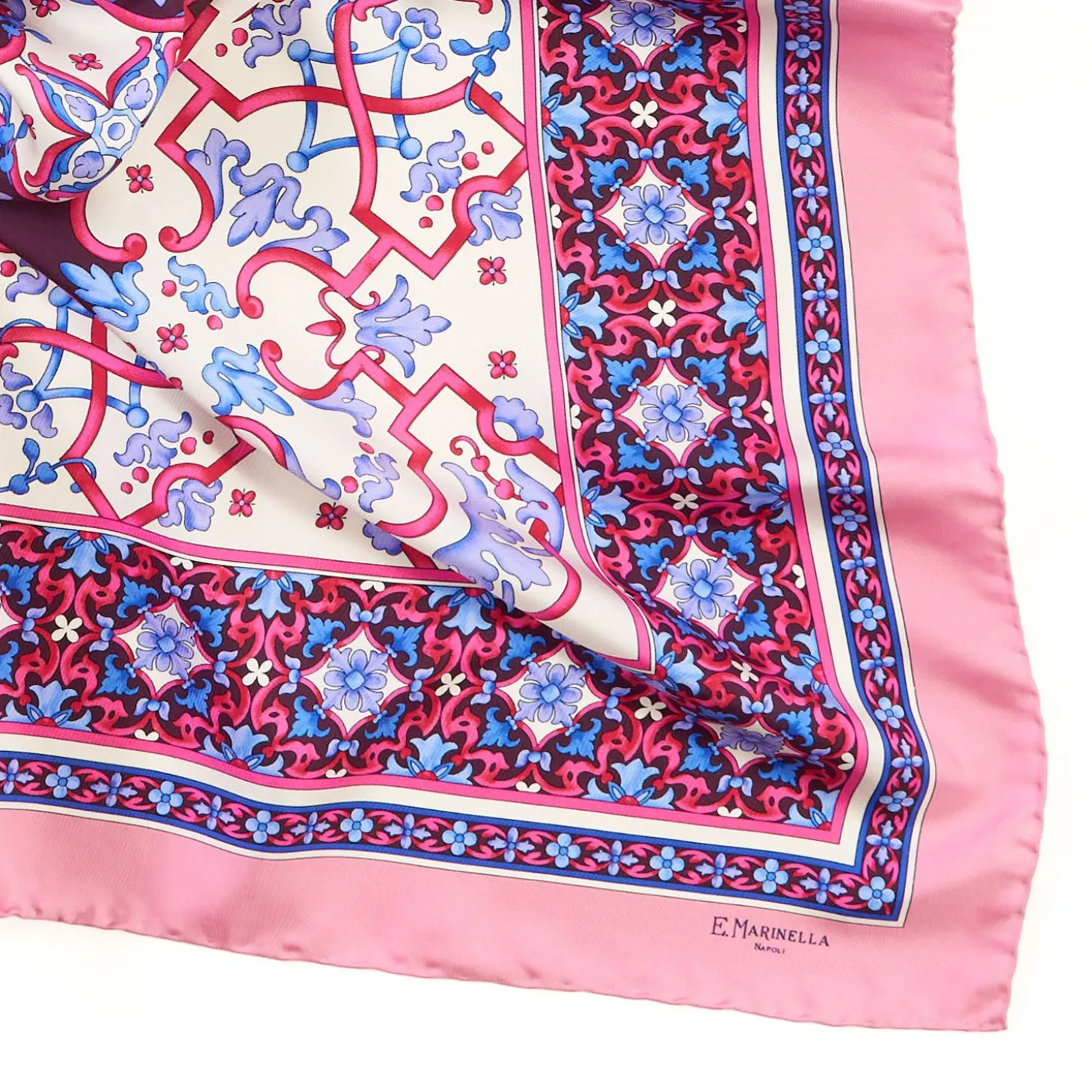 Pink Silk Scarf 90 - Mediterranean Vibes