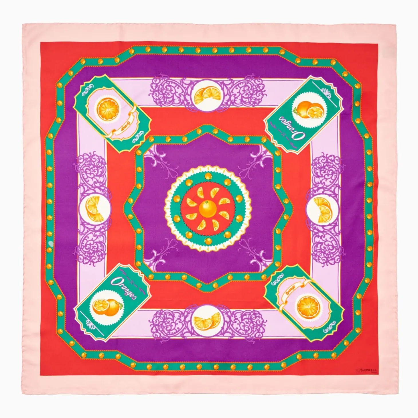 Pink Silk Scarf 90 - Orange Vibes