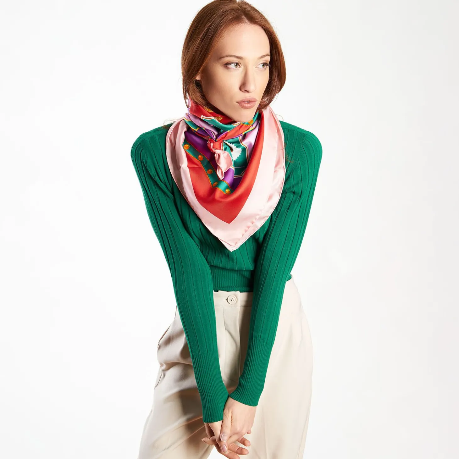 Pink Silk Scarf 90 - Orange Vibes