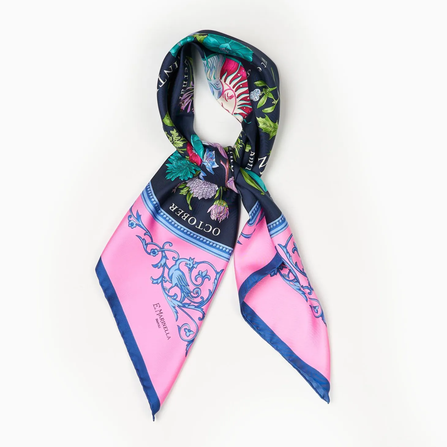 Pink Silk Scarf 90 - The Wheel Of Seasons