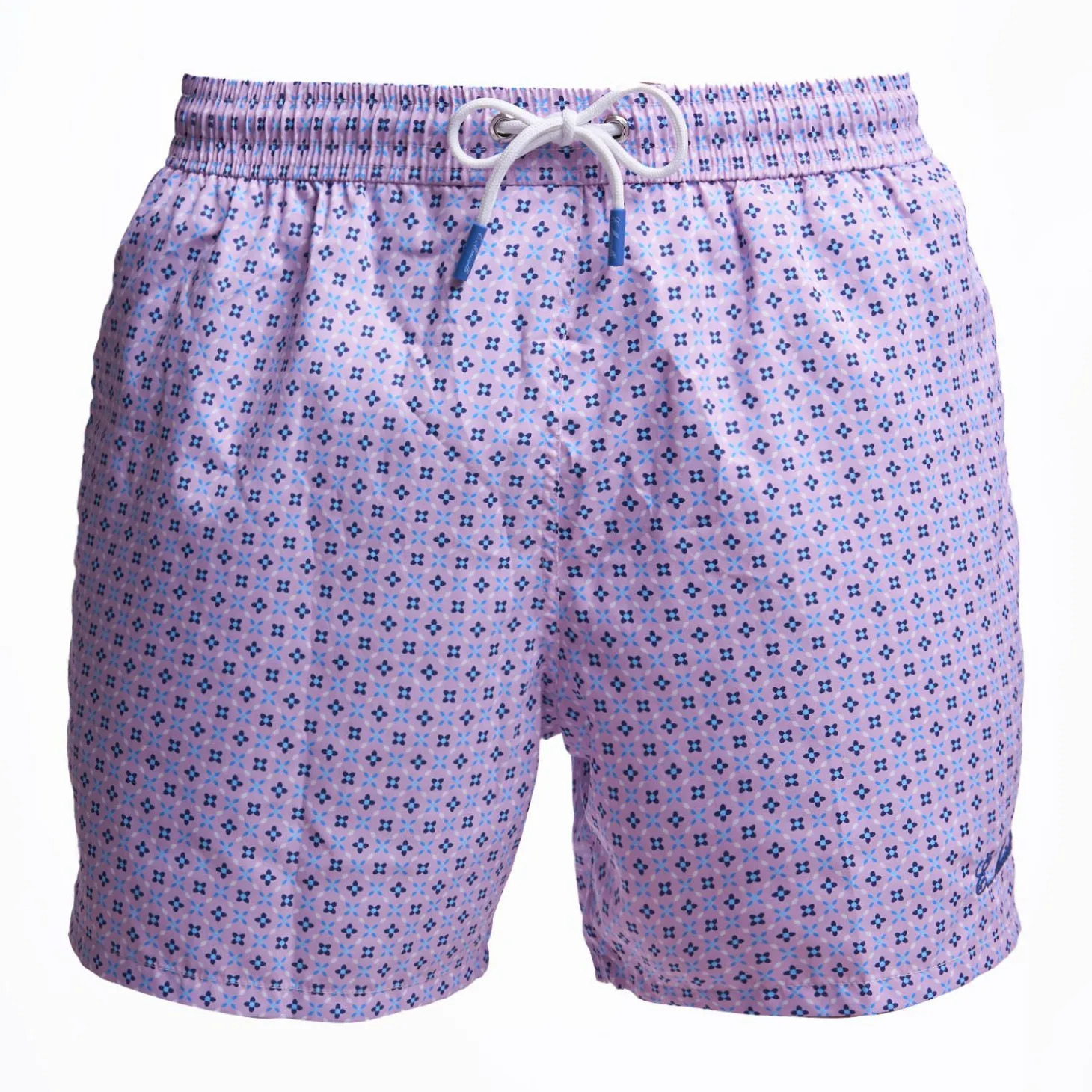 Pink Swim Short - Small Flower Pattern