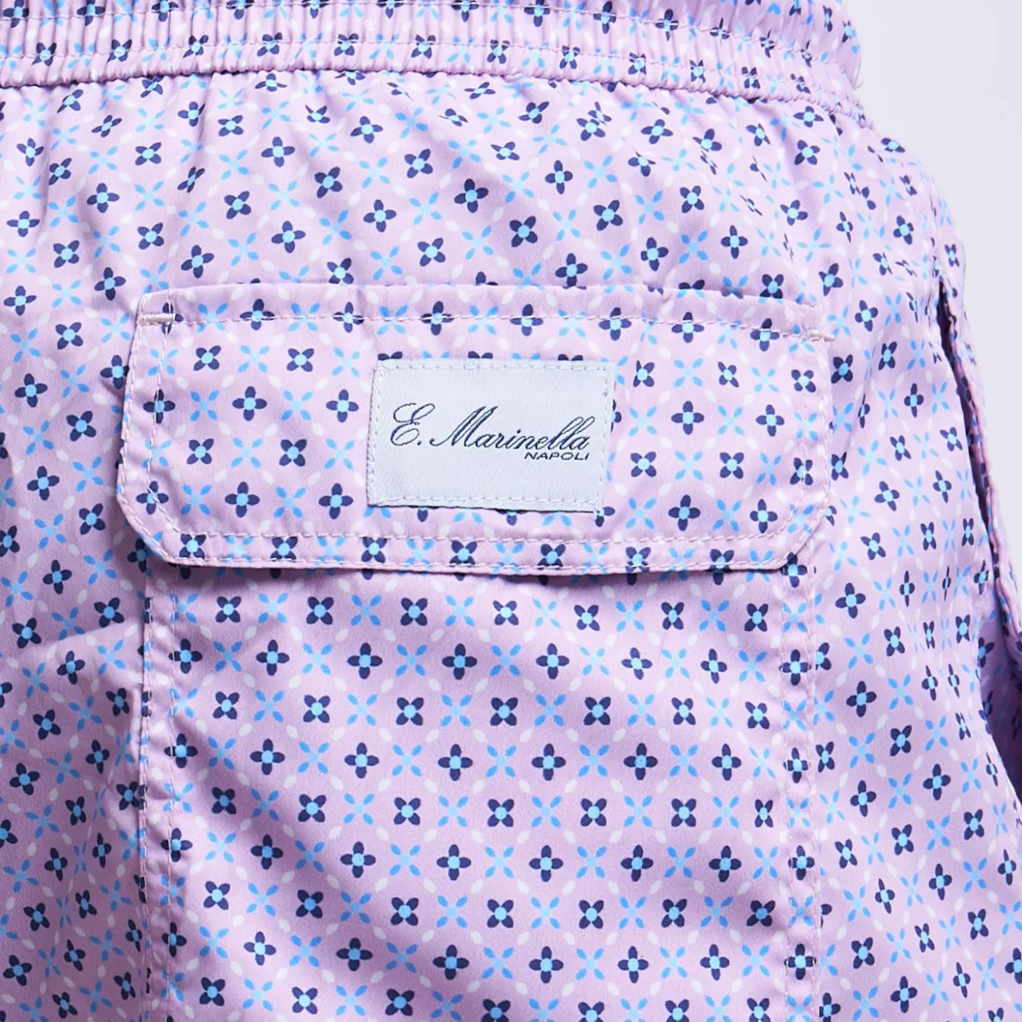 Pink Swim Short - Small Flower Pattern