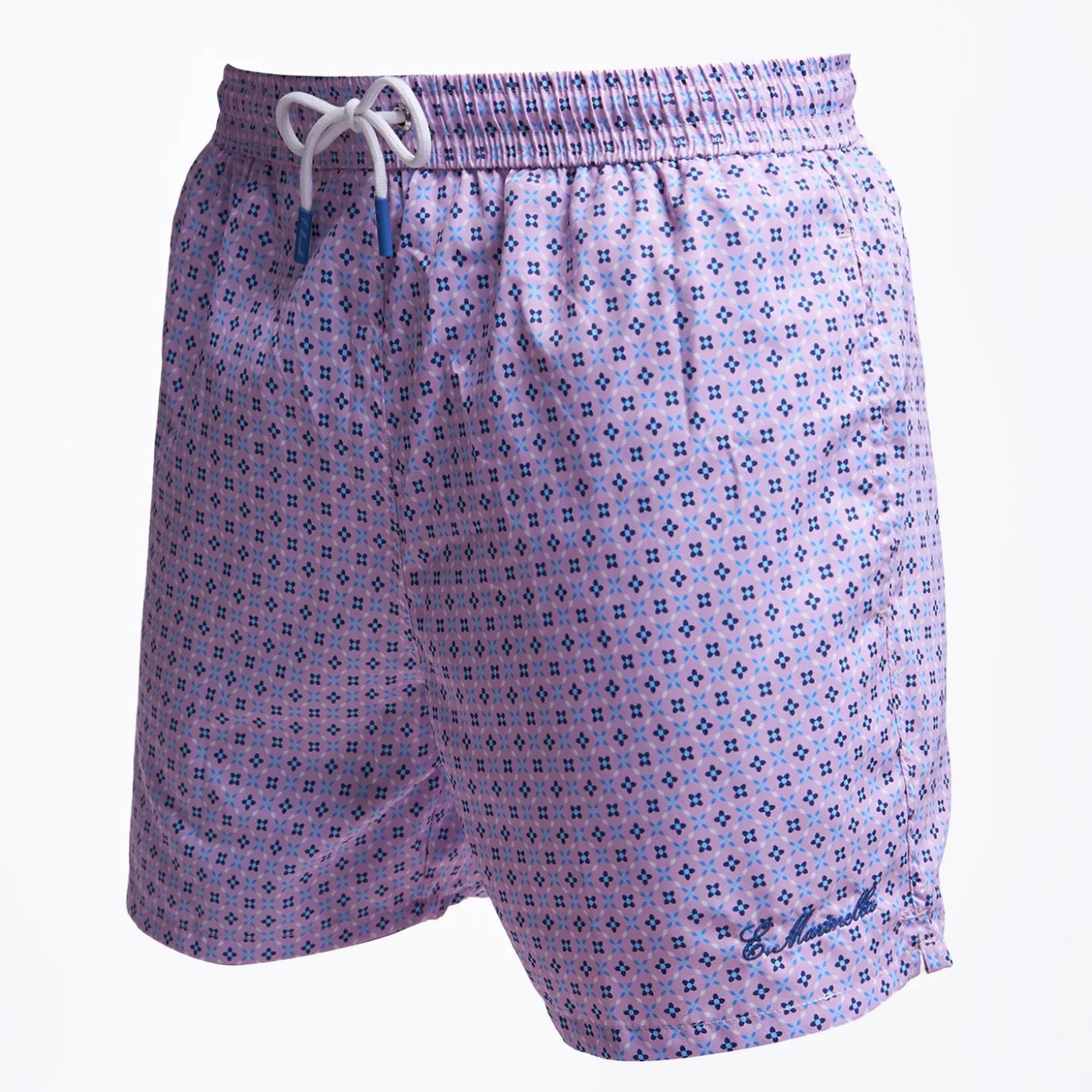 Pink Swim Short - Small Flower Pattern