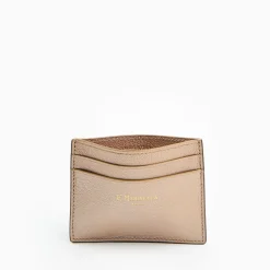 Platinum Pink Small Credit Card Holder In Soft Leather