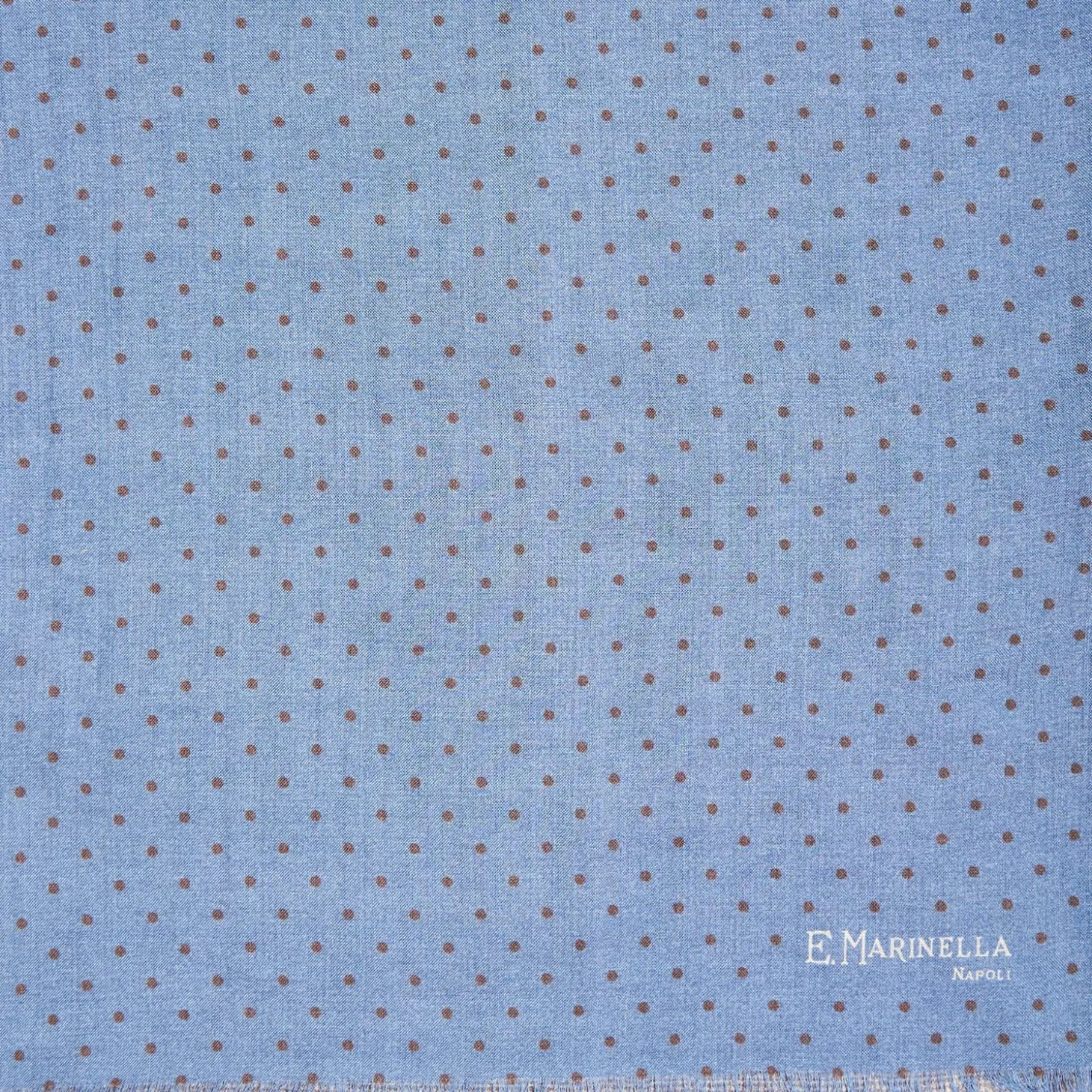 Powder Blue And Brown Double Patterned Wool And Silk Scarf