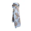Powder Blue Cotton And Linen Scarf - Paisley Pattern