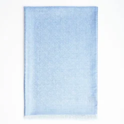 Powder Blue Em Logo Scarf In Wool And Cashmere