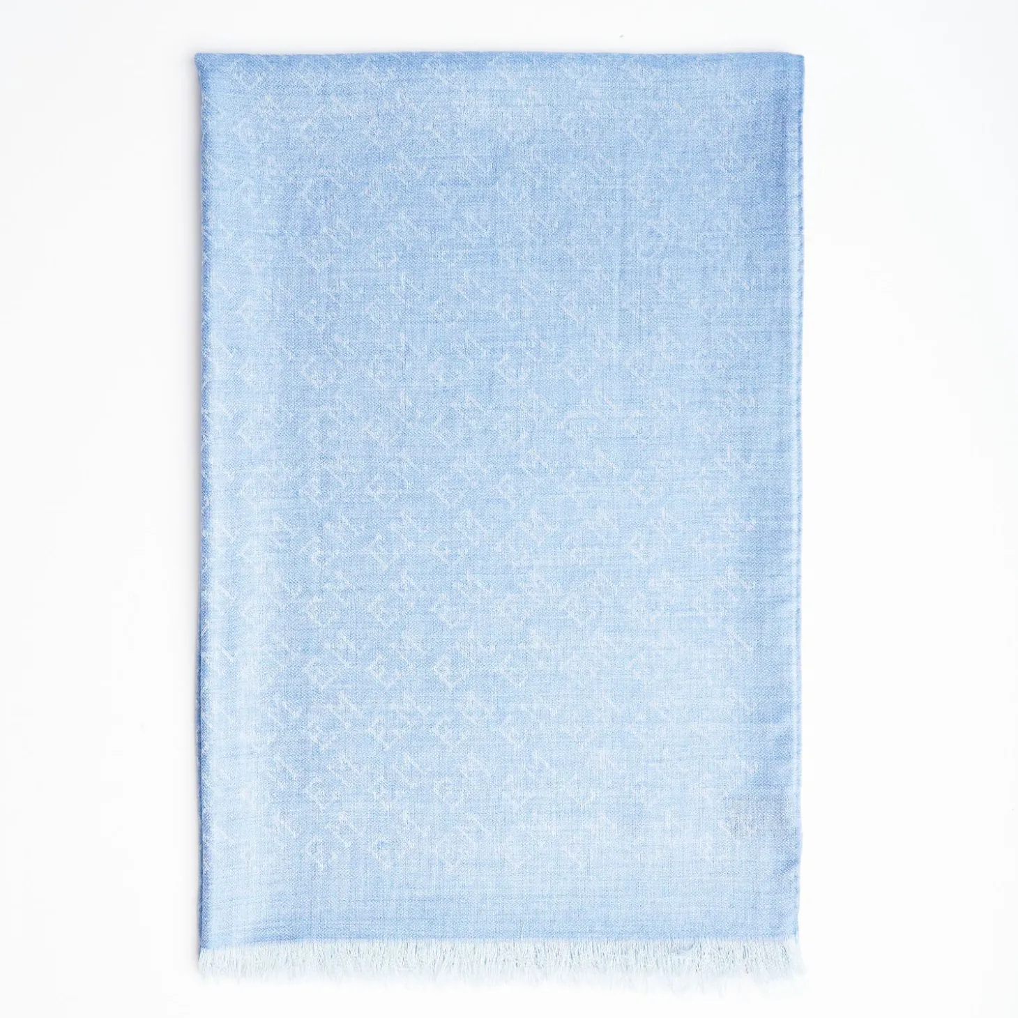 Powder Blue Em Logo Scarf In Wool And Cashmere