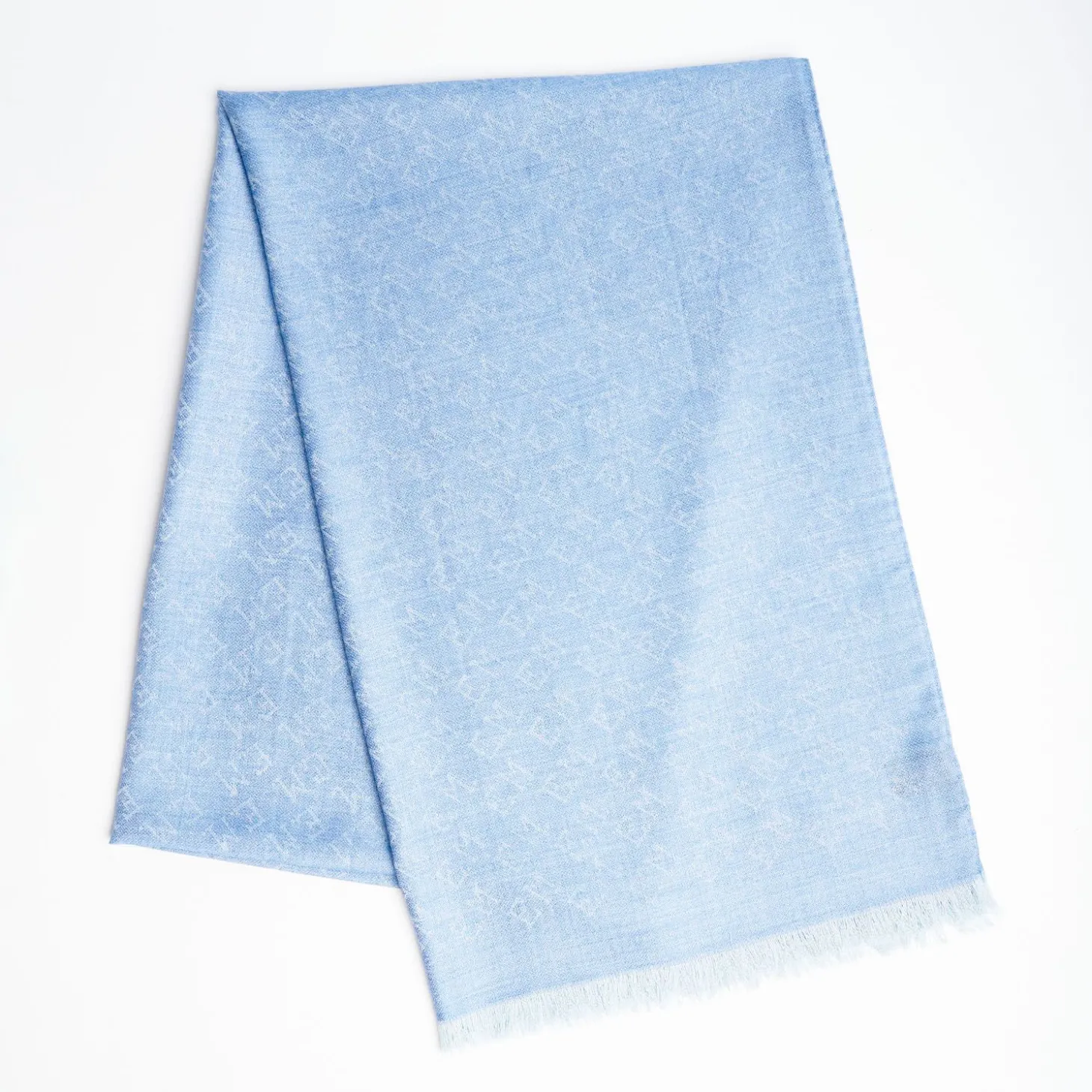 Powder Blue Em Logo Scarf In Wool And Cashmere