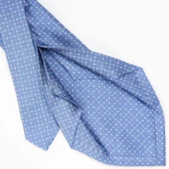 Powder Blue 5 Fold Sartorial Silk Tie - Small Flower Pattern