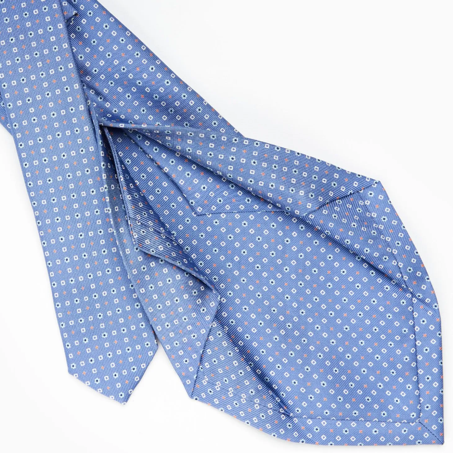 Powder Blue 5 Fold Sartorial Silk Tie - Small Flower Pattern