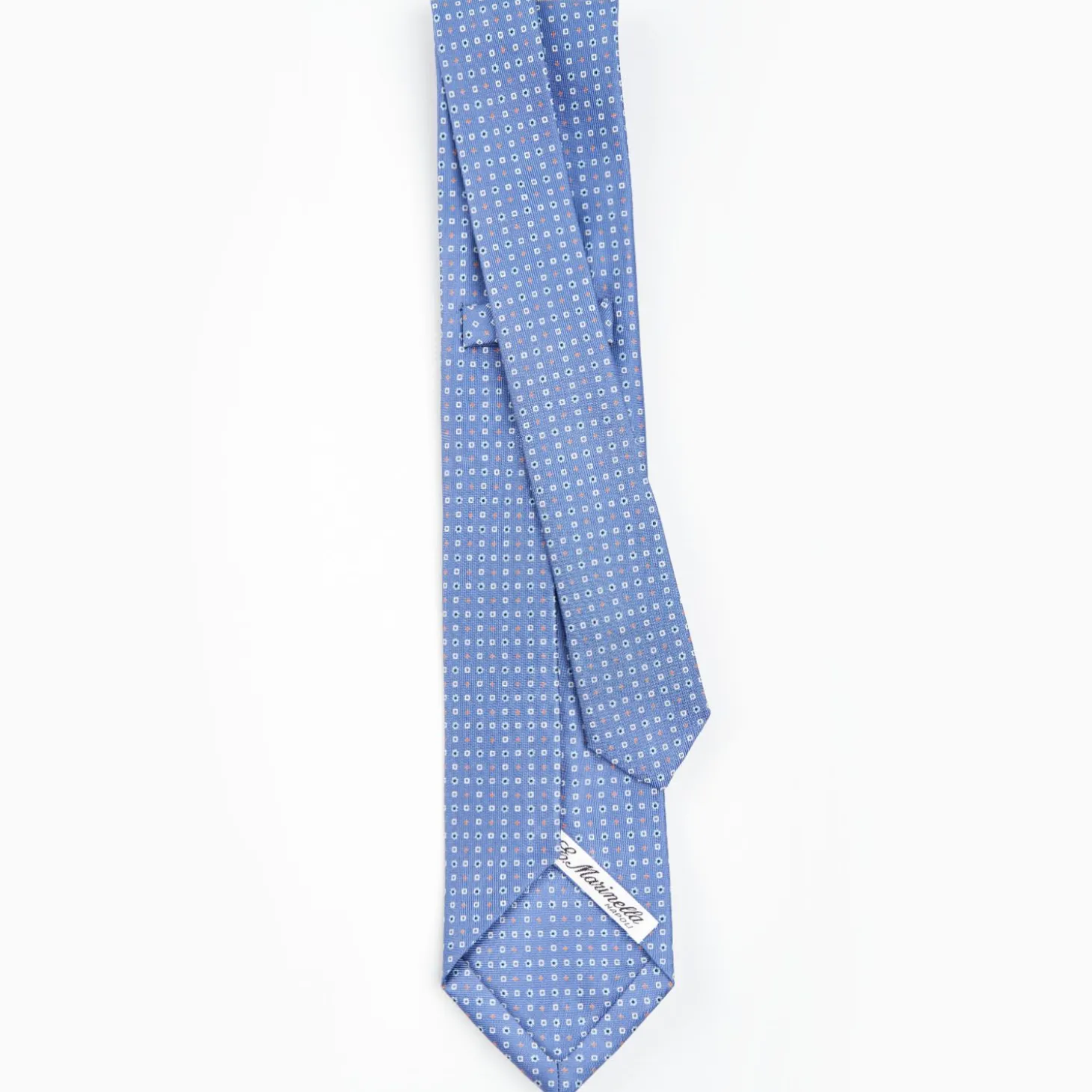 Powder Blue 5 Fold Sartorial Silk Tie - Small Flower Pattern