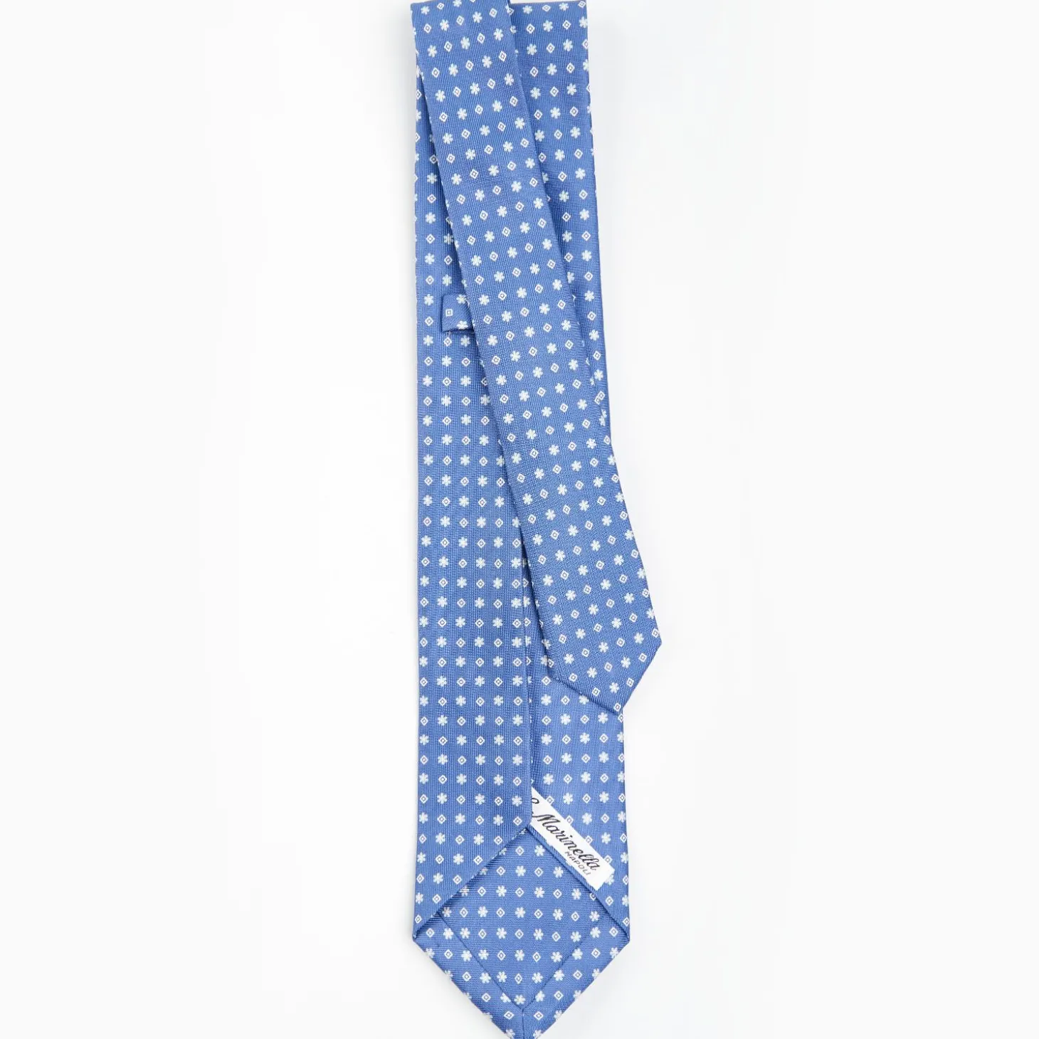 Powder Blue 5 Fold Sartorial Silk Tie - Small Flower Pattern