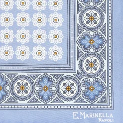 Powder Blue Hand-Printed Silk Pocket Square - Large Pattern